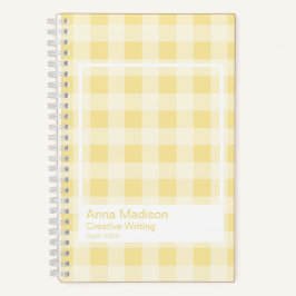 Cuaderno Yellow Gingham Plaid Transparent Frame Notebook