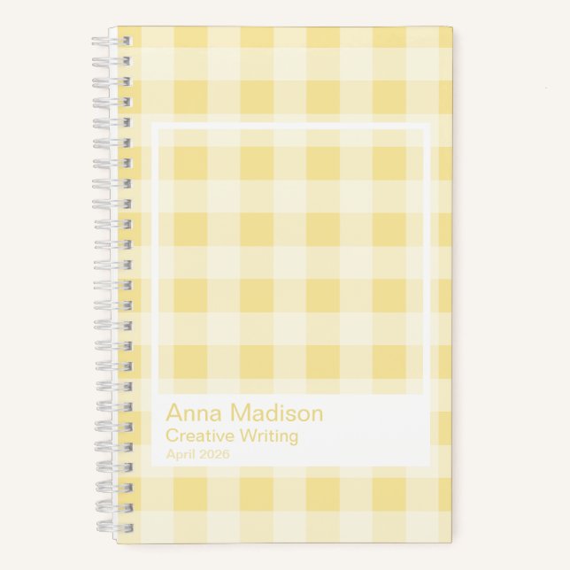 Cuaderno Yellow Gingham Plaid Transparent Frame Notebook (Anverso)