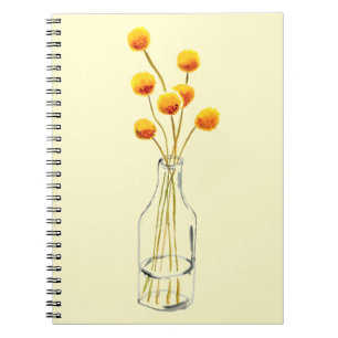 Cuaderno Yellow happy Billy Button flores arte australiano