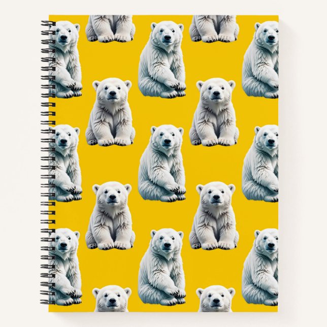 Cuaderno Yellow Polar Bear Pattern Design  (Anverso)