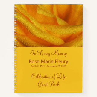 Cuaderno Yellow Rose Memorial Service Guestbook