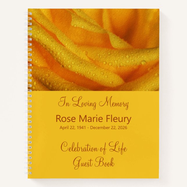 Cuaderno Yellow Rose Memorial Service Guestbook (Anverso)