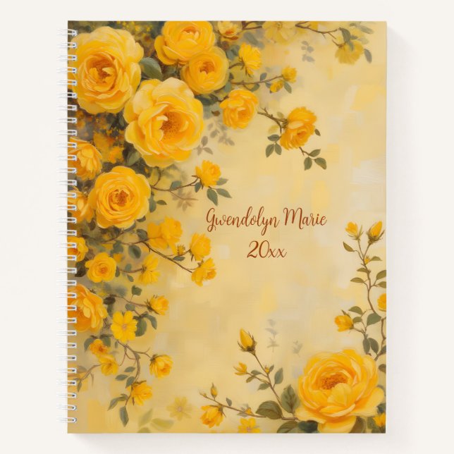 Cuaderno Yellow Roses Floral Spiral-bound Journal Botanical (Anverso)
