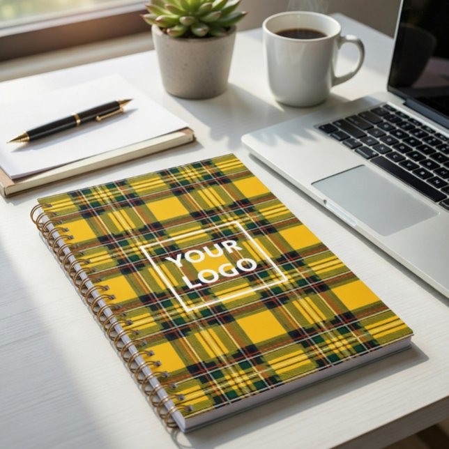 Cuaderno Yellow Tartan Notebook Custom Logo Plaid Pattern  (Subido por el creador)