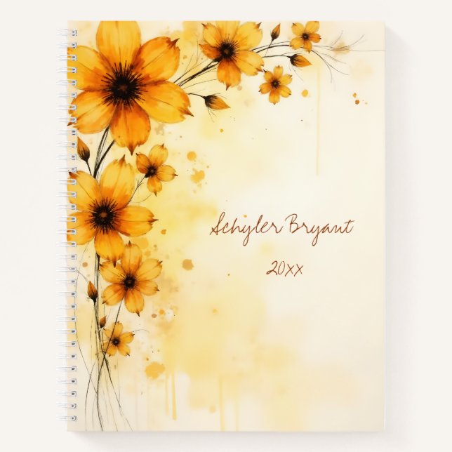Cuaderno Yellow Wildflowers Floral Spiral-bound Journal (Anverso)