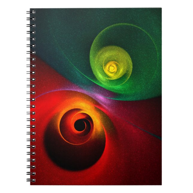 Cuaderno Yin Verde Rojo Yang Patrón de arte abstracto moder (Frente)
