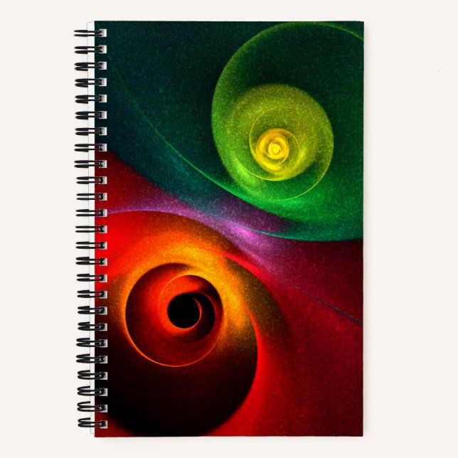 Cuaderno Yin Verde Rojo Yang Patrón de arte abstracto moder (Anverso)