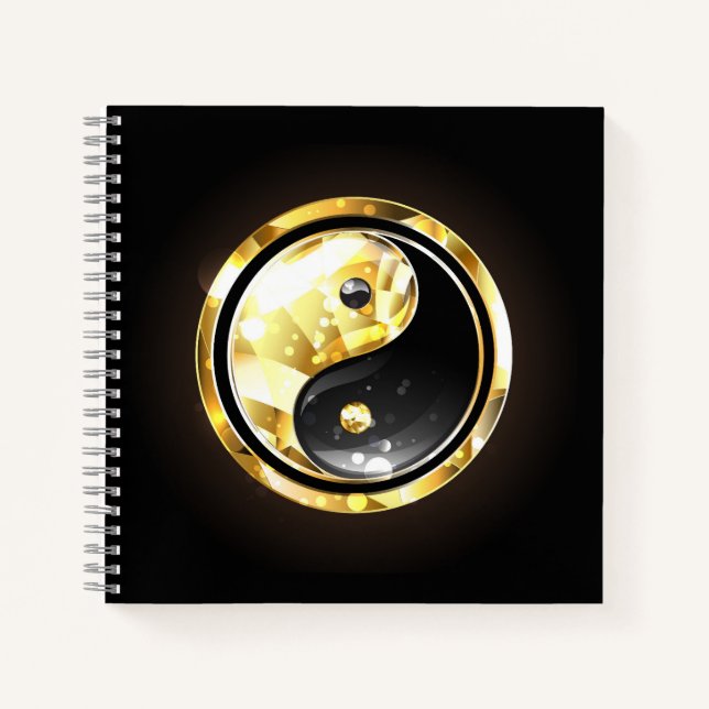 Cuaderno Yin Yang dorado en negro (Anverso)