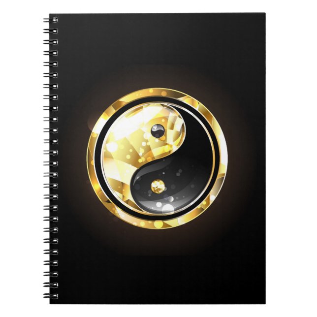 Cuaderno Yin Yang dorado en negro (Frente)