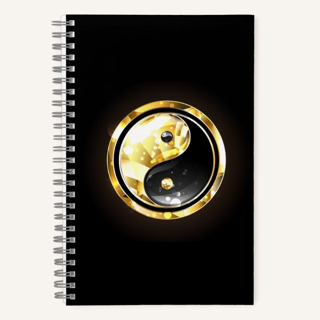 Cuaderno Yin Yang dorado sobre negro (Anverso)