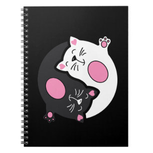 Cuaderno Yin Yang Gatos Durmiendo en Blanco y Negro
