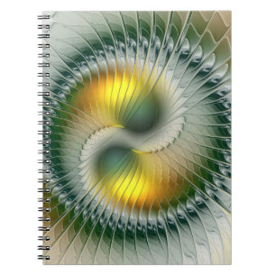 Cuaderno Yin Yang Green Yellow Resumen Fractal colorido