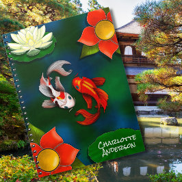 Cuaderno Yin Yang Koi Fish White Lotus Pond