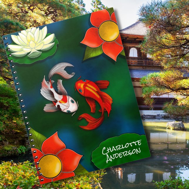 Cuaderno Yin Yang Koi Fish White Lotus Pond (Subido por el creador)