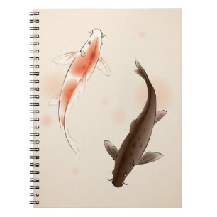 Cuaderno Yin Yang Koi pesca en la pintura oriental del