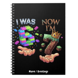 Cuaderno Yo Era 6 Ahora Soy 7 Cumpleaños Gamer Pixel Bloque