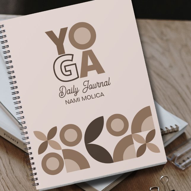 Cuaderno Yoga de patrón geométrico moderno beige marrón (Subido por el creador)