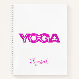 Cuaderno Yoga fitness nombre blanco morado