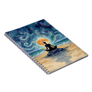 Cuaderno Yoga Meditación Estrella Noche Cielo Luna Océano P