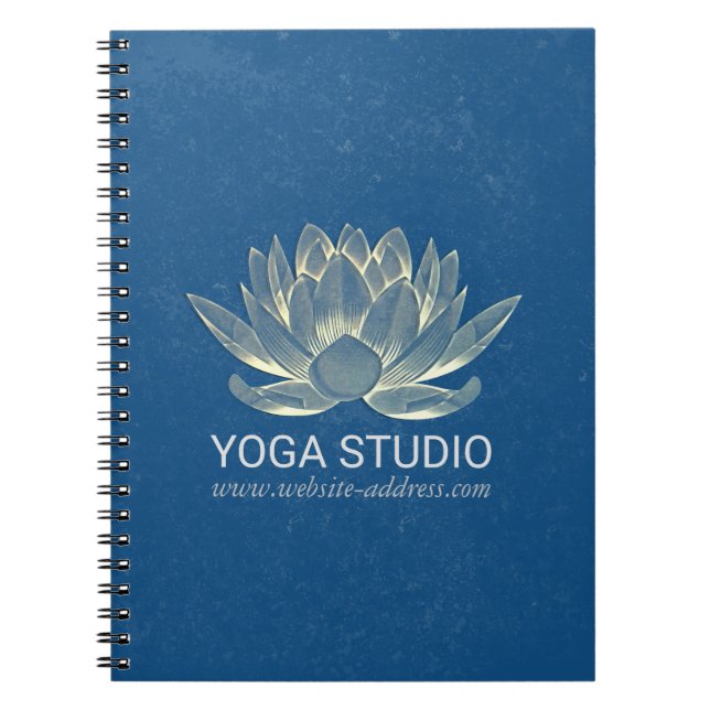 Cuaderno YOGA Meditación Reiki Instructor Blue & Gold Lotus (Frente)