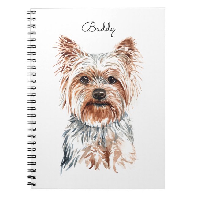 Cuaderno Yorkie de acuarela personalizada (Frente)