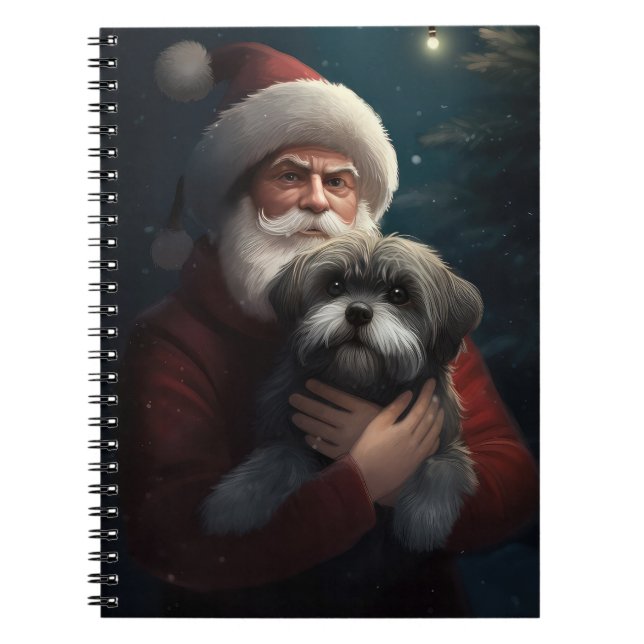 Cuaderno Yorkipoo con Navidades festivos de Santa Claus (Frente)