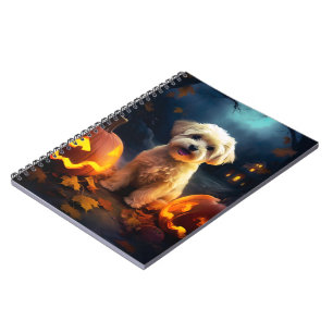 Cuaderno Yorkipoo de Halloween con calabazas temerosas