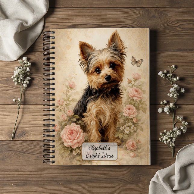 Cuaderno Yorkshire Terrier con Rosas (Subido por el creador)