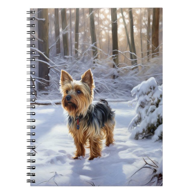 Cuaderno Yorkshire Terrier Deja que nieve Navidad (Frente)