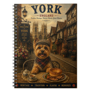 Cuaderno Yorkshire Terrier en arte de viaje vintage de York