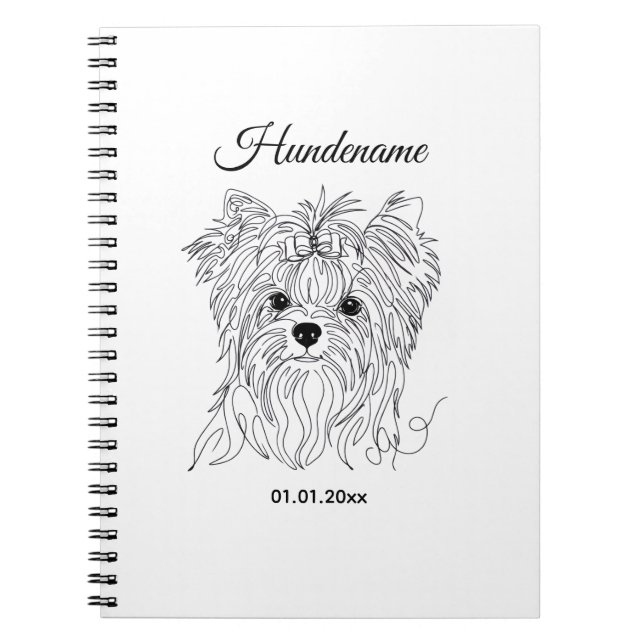 Cuaderno Yorkshire Terrier one line art customizable dog (Frente)