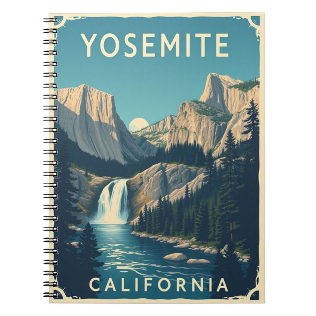 Cuaderno Yosemite Waterfall California Vintage Retro (Frente)