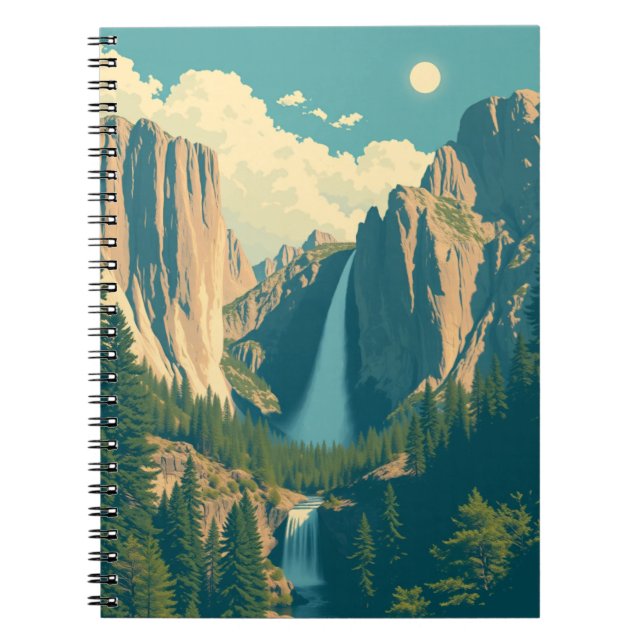 Cuaderno Yosemite Waterfall Vintage Retro (Frente)