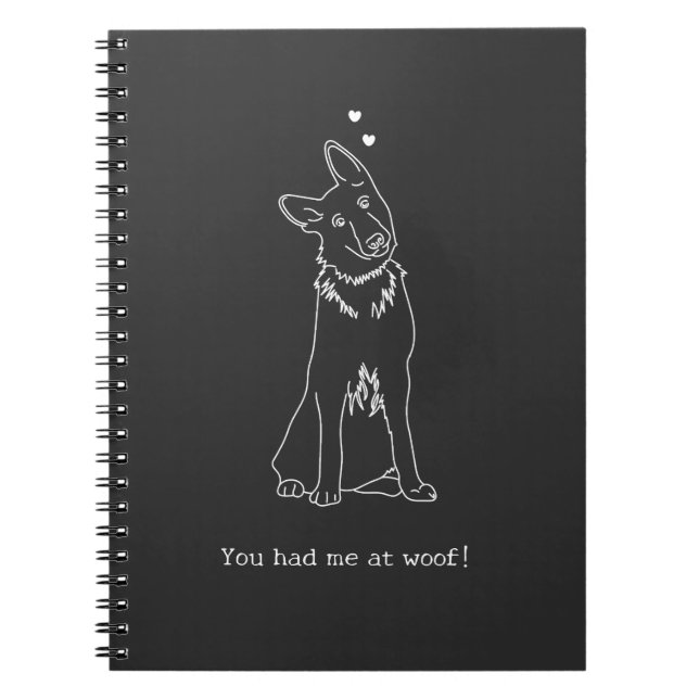Cuaderno You Had me at Woof Dog Lover Simple Outline Design (Frente)