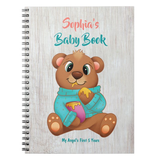 Cuaderno Your Baby's 1st Five Years, DIY Name/Info, Wh Wood (Frente)