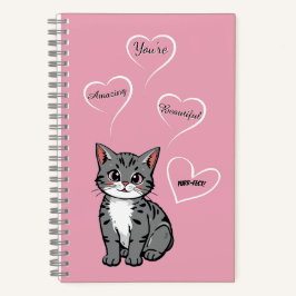 Cuaderno You're Purr-fect Animated Cat and Hearts Pink