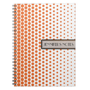 Cuaderno Zanahoria Naranja Lunares Elegante Moderno Blanco