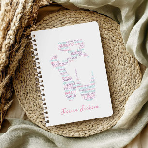 Cuaderno Zapatilla de ballet de tipografía Rosa y Aqua con