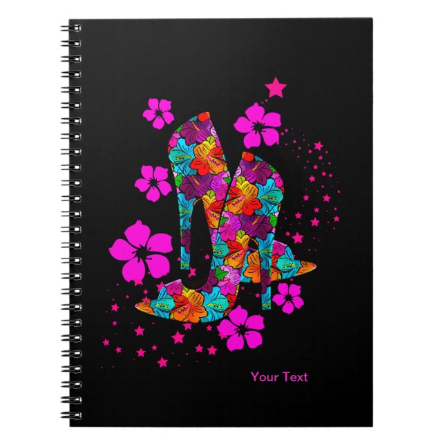 Cuaderno Zapatos de tacón alto de verano Flores rosadas cal (Frente)