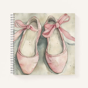 Cuaderno Zapatos planos de ballet con lazo rosa pastel vint