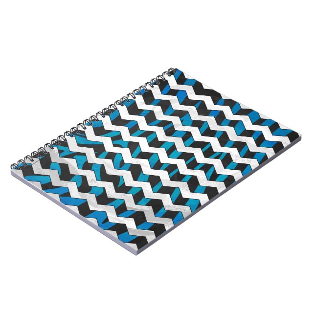 Cuaderno Zebra Chevron Negro y Azul (Lado Izquierdo)