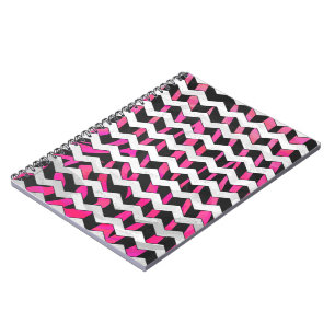 Cuaderno Zebra Chevron negro y rosa caliente