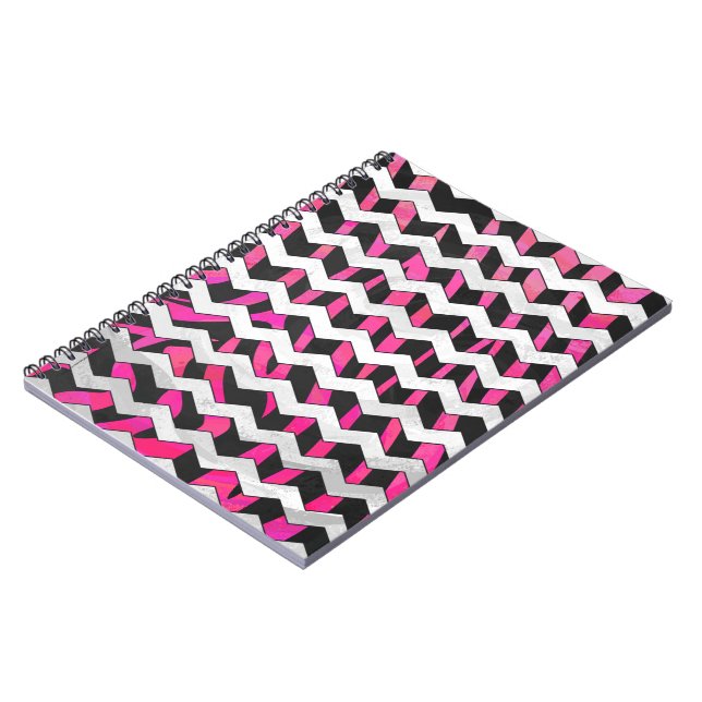 Cuaderno Zebra Chevron negro y rosa caliente (Lado Izquierdo)
