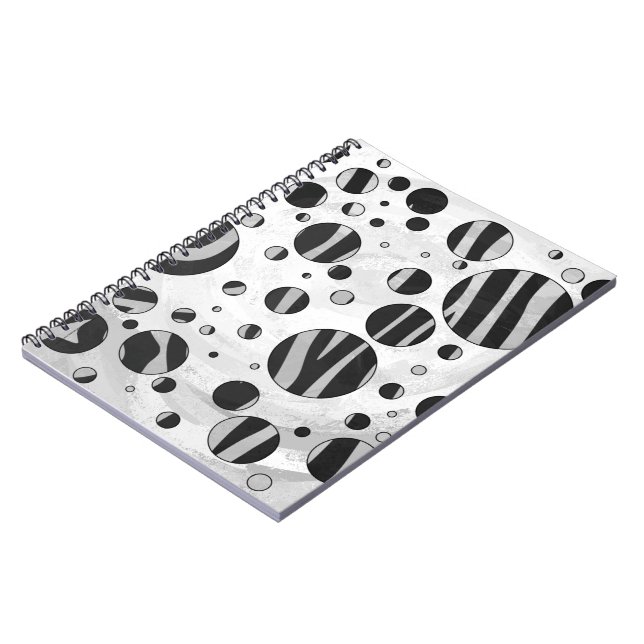 Cuaderno Zebra Polka Dot negro y gris claro (Lado Izquierdo)