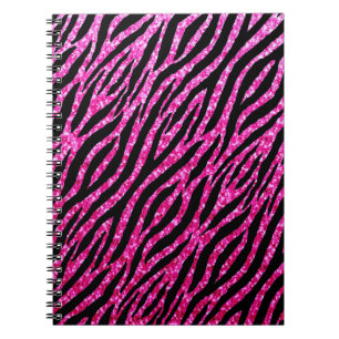 Cuaderno Zebra rosa caliente de moda Impresión Glitz Purpu