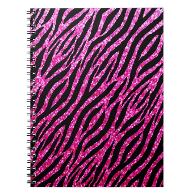 Cuaderno Zebra rosa caliente de moda Impresión Glitz Purpur (Frente)