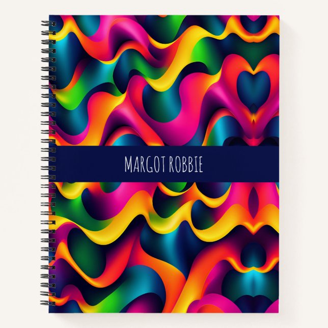 Cuaderno Zebra Strids Waves Rainbow Isometric Pattern (Anverso)