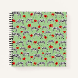 Cuaderno Zebras entre flores de Hibiscus