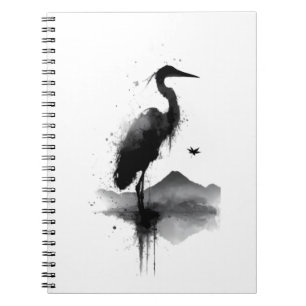 Cuaderno Zen de Grulla Sumi-e Japonesa