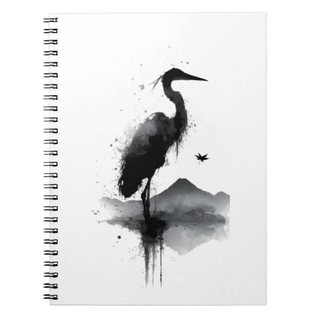 Cuaderno Zen de Grulla Sumi-e Japonesa (Frente)